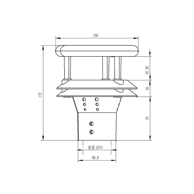 Mini Ultrasonic Anemometer product size diagram