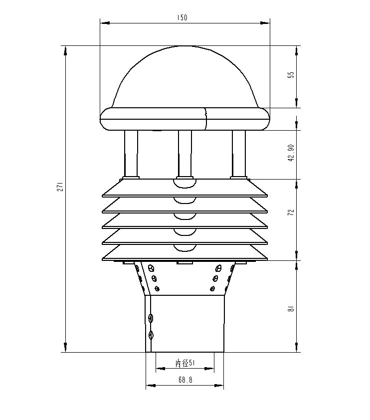 Micro weather sensor product size diagram