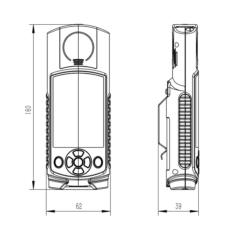 Pocket Weather Meter Product Size Diagram