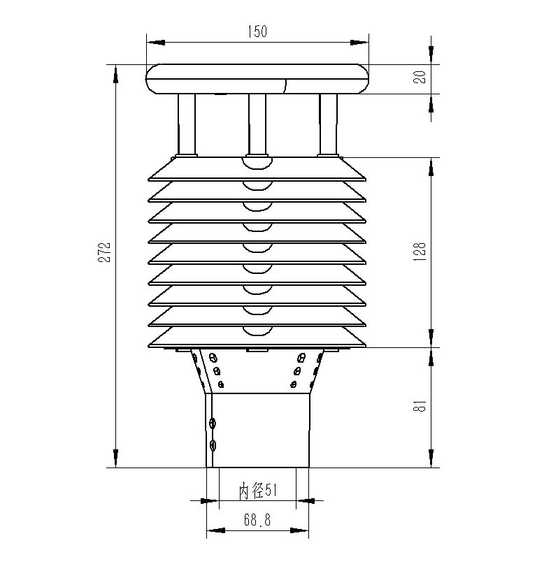 Piezoelectric sensor product size diagram