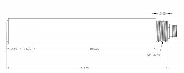 Dissolved oxygen sensor size diagram