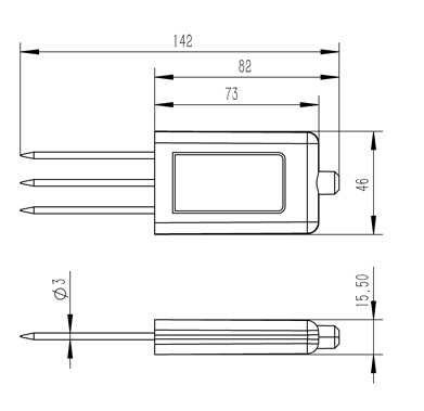 Soil Temperature, Moisture, and EC Sensor Product Size Diagram