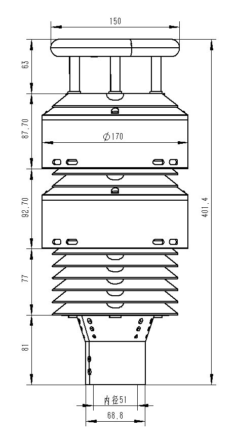 Atmospheric environment sensor product size diagram